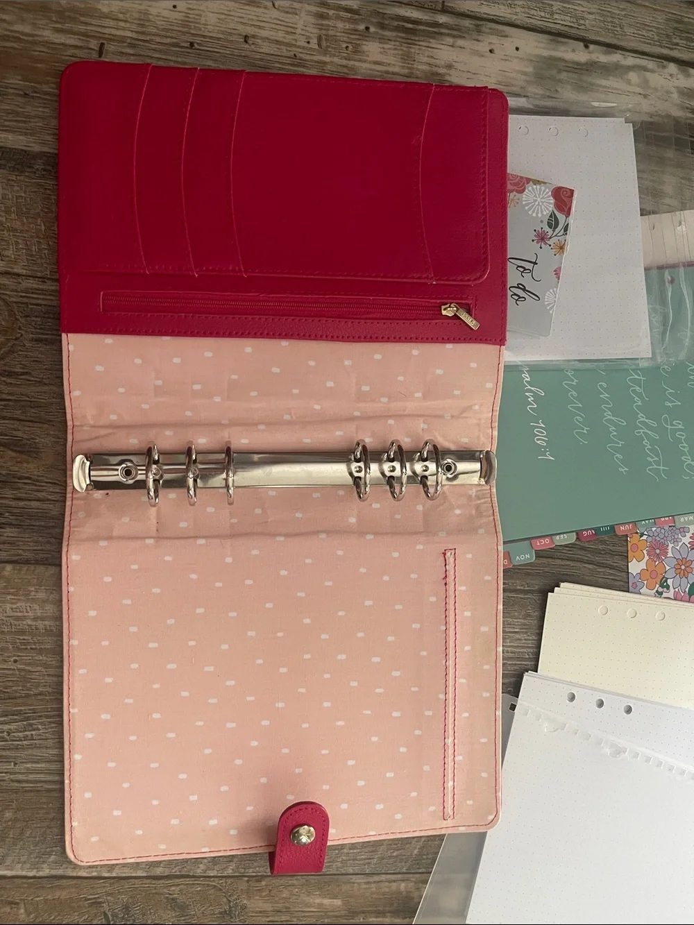 Kikki.k deep pink A5 planner. 6rings